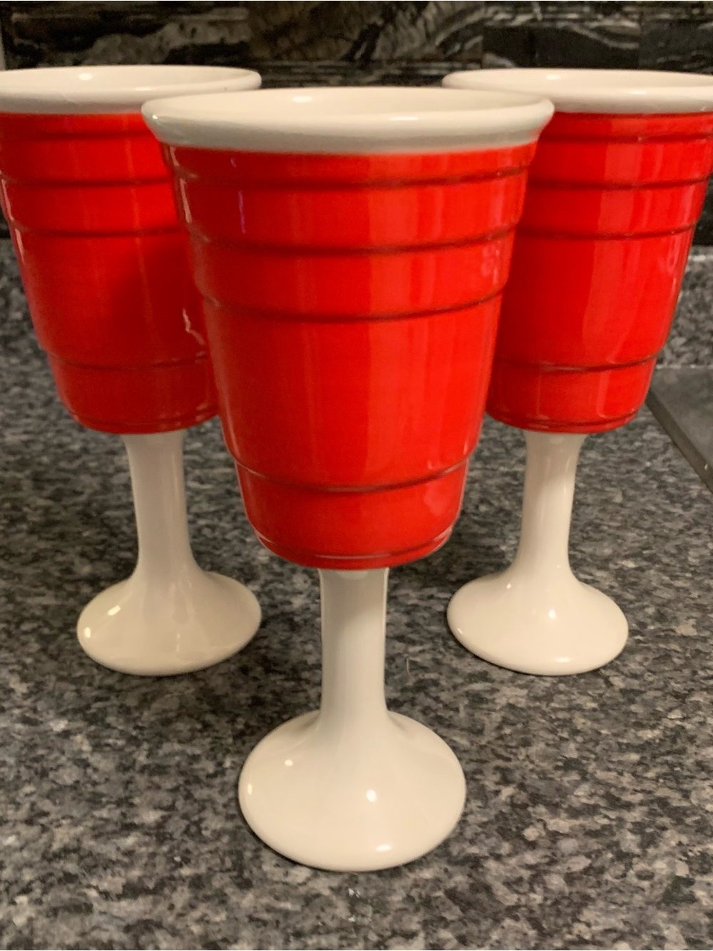 3 piece ceramic wine glasses
